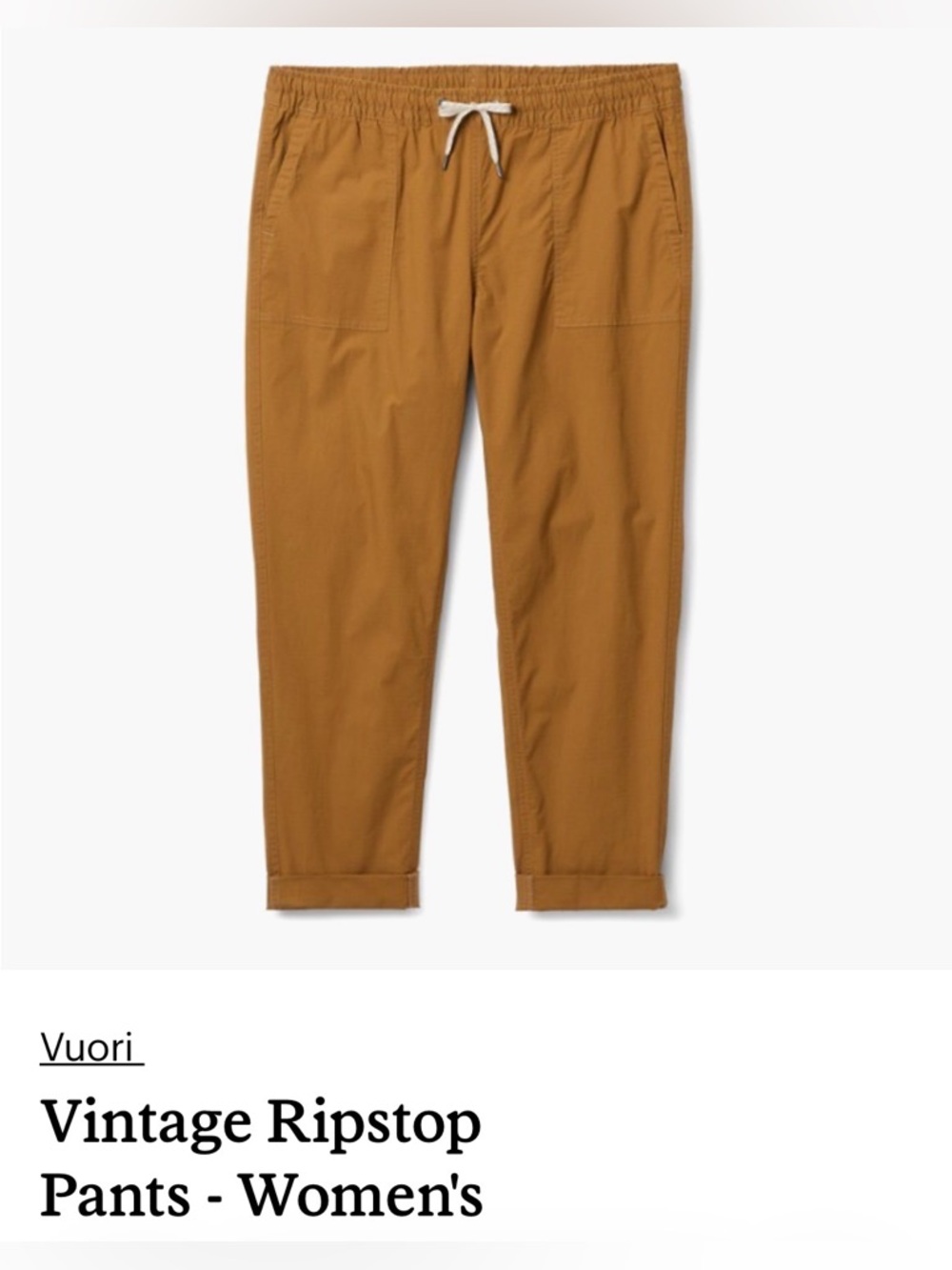 Vuori Vintage Ripstop Pants-Caramel